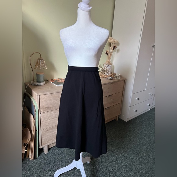 Black Modest High-Waist Stretch Basic Casual A-Line Knee-Length Midi Skirt sz XL - Picture 4 of 16